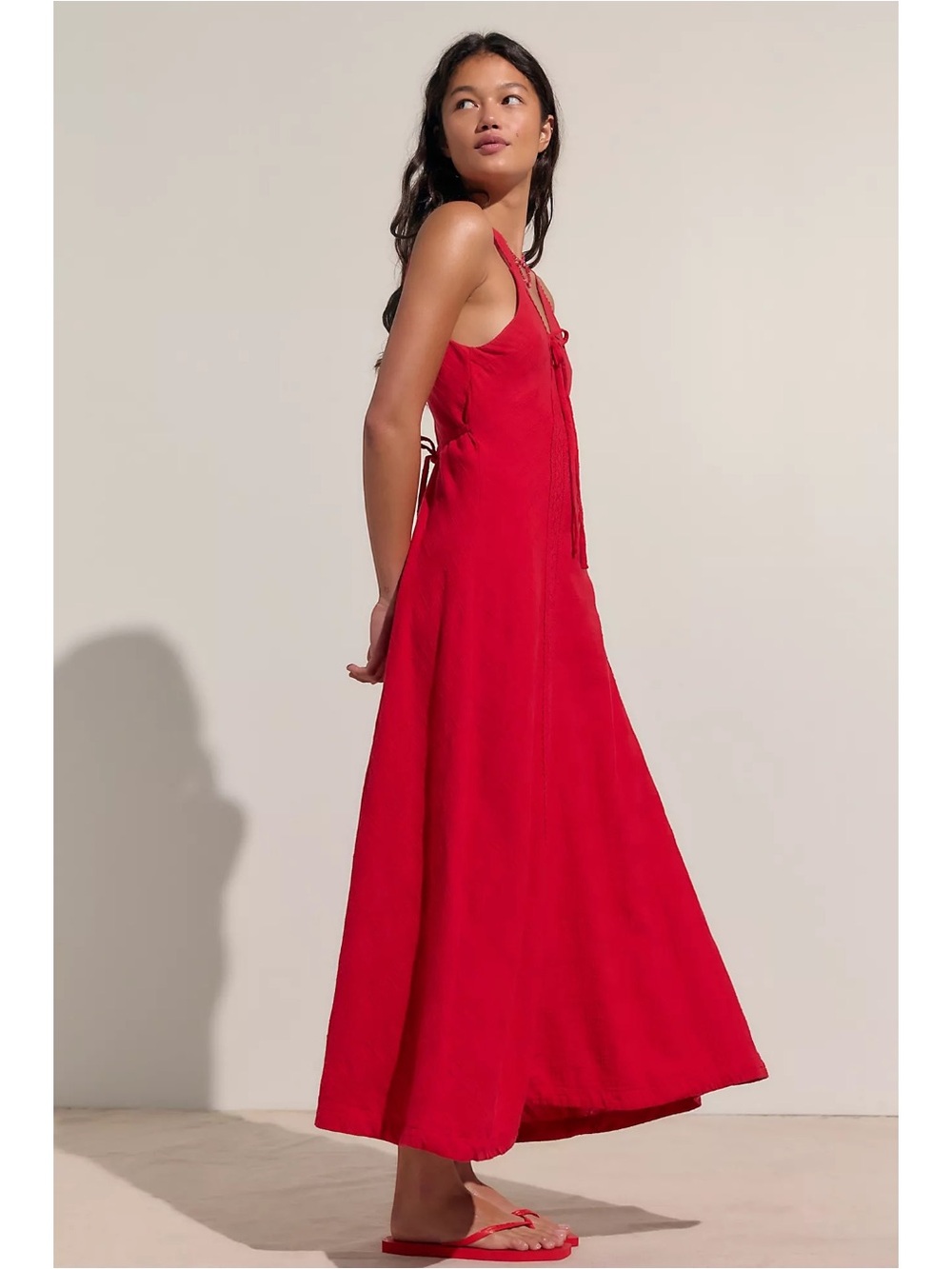 Free People Dainty Lace Adela Maxi Dress in Red Dhalia Size XL NWT